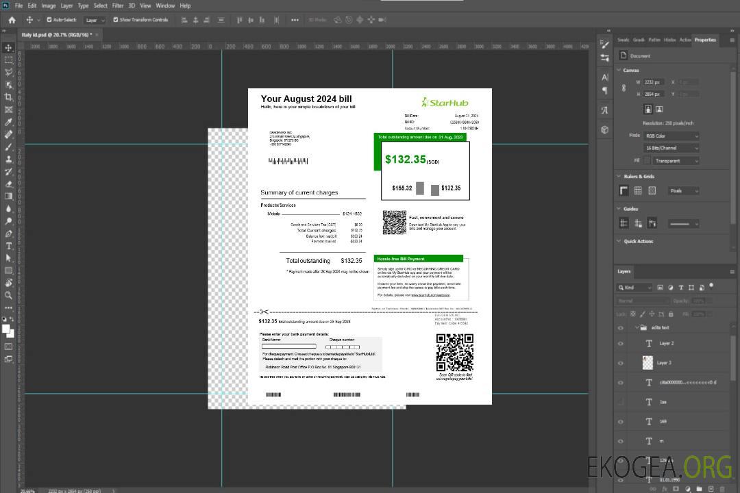 Modèle de facture de services publics de Singapour StarHub aux formats Word et PDF template Modèle de facture de services publics de Singapour StarHub aux formats Word et PDF template